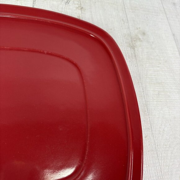 Home Trends CANOPY RED Cranberry Embossed Square Porcelain Dinner Plates Set 4 - Picture 13 of 16